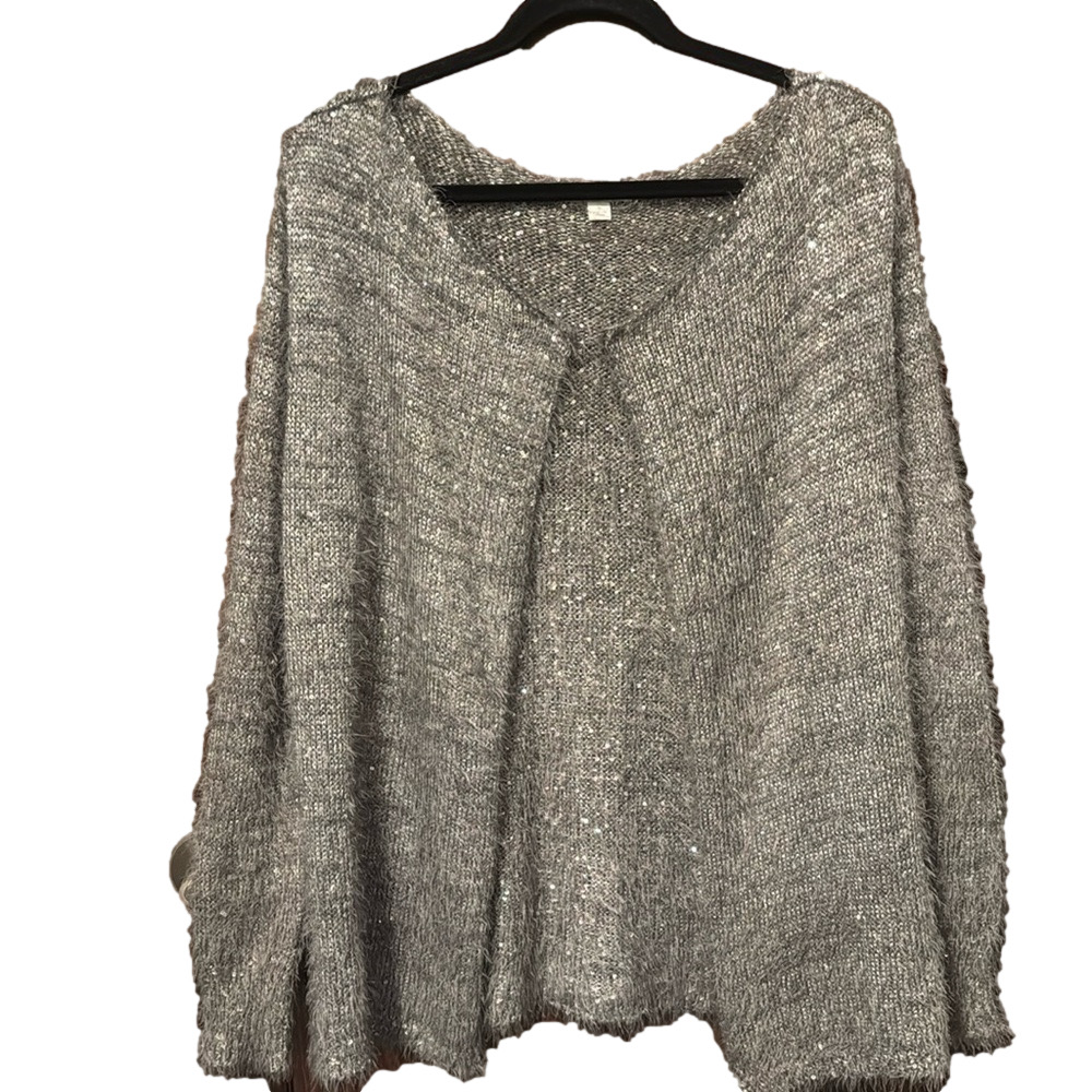 New York & Company Fuzzy Sequined Cardigan Sweater